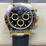 1:1 Super Clone QF Rolex Daytona Gain Weight 4131 Chronograph Gold Case Rubber Strap Watch 
